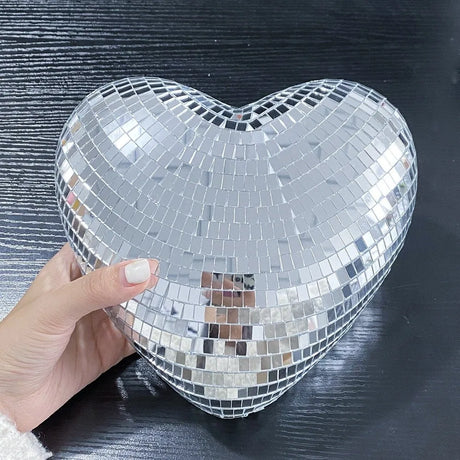 Heart-Shaped Disco Mirror Ball Decorations
