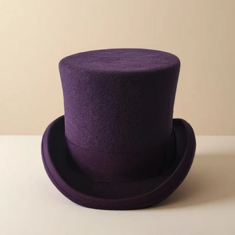 100% Wool Flat Top Hats Solid Colours Wide Ribbon Magician Performance Hat