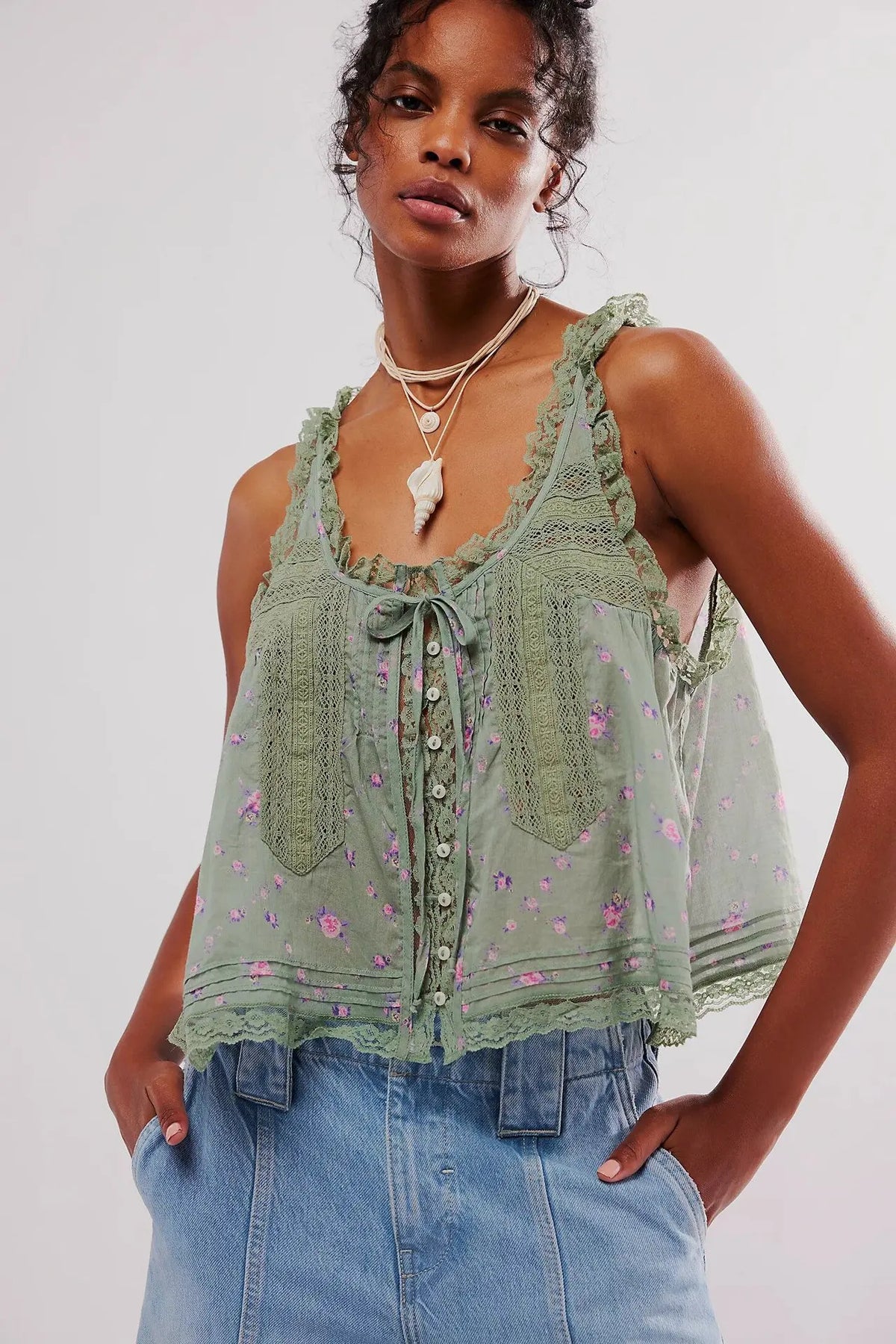 Pip's Summer Cotton Camis Crop Tops Boho Spliced Lace Tank Tops