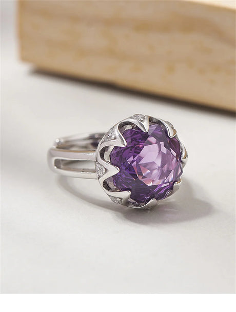 Nymphaea's Jewel S925 Sterling Silver Ring Natural Amethyst Morganite Zircon