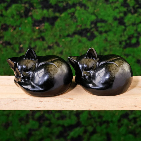 Natural Gemstone Golden Obsidian Sleeping Cat