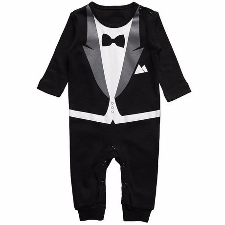 Baby Boy Gentleman Tuxedo Romper Cotton Clothes Newborn One-Piece Outfit Party Suit