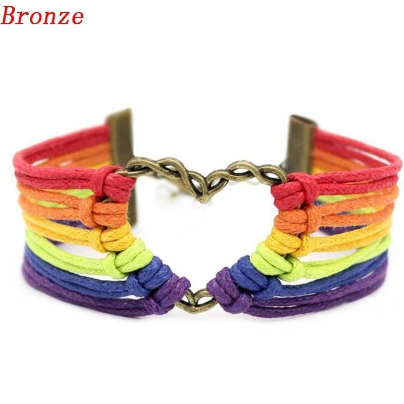 Rainbow Pride Love Heart Bracelets