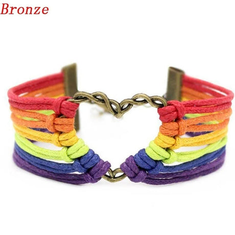 Rainbow Pride Love Heart Bracelets
