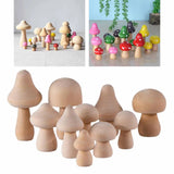 Ten Unfinished Wooden Mushrooms DIY Craft Paint