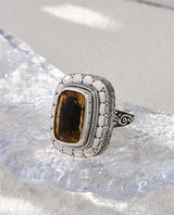Circe's S925 Sterling Silver Rings Natural Amethyst Yellow Crystal