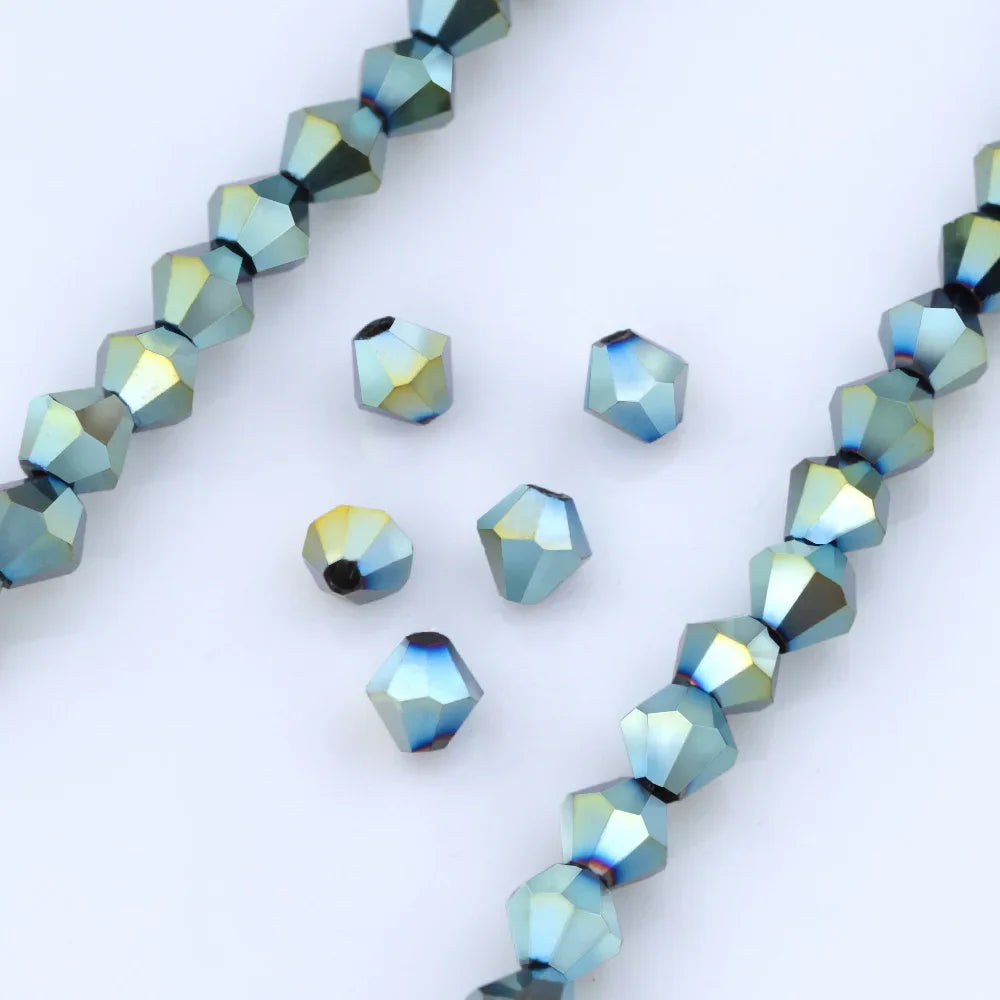 3/4/6mm Rainbow Austria Bicone Crystal Beads AB Colour Faceted Glass Beads for DIY Jewellery Making