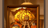 Sunset Carnival Retro TV Music Boxes with Lights 3D Wooden DIY Model Kit Puzzle Toys