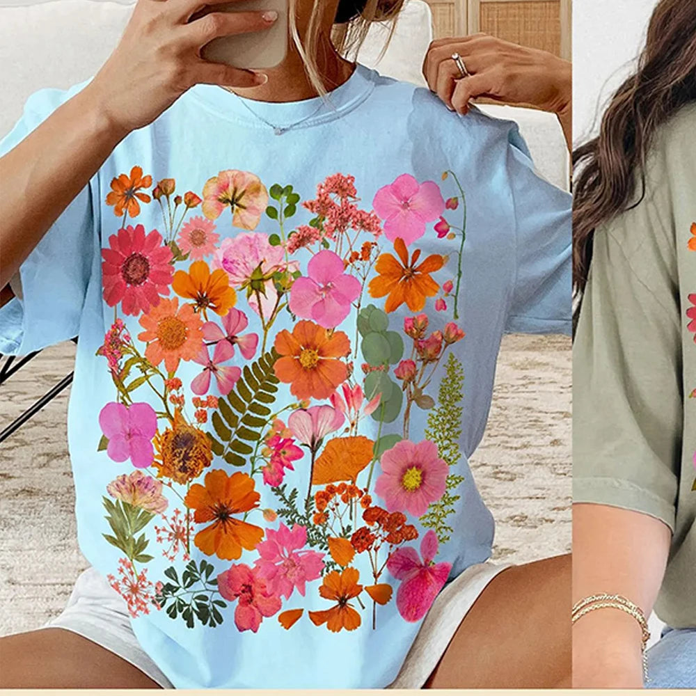 Pressed Flower T-shirt Nature Lover Tee Gardener Gift