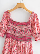 Anahita Bohemian Floral Shirred Dress
