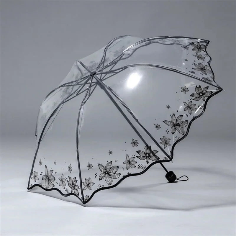 Forest Silhouette Transparent Umbrella PVC Umbrella