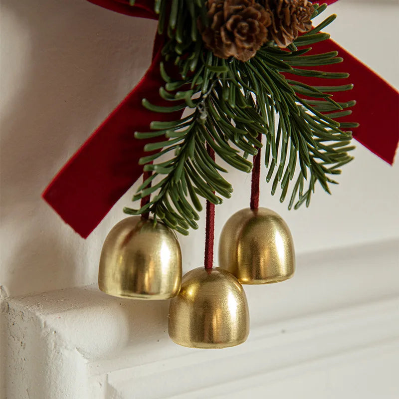Velvet Bows, Jingle Bells & Pinecones Ornaments Christmas Hanging Decor