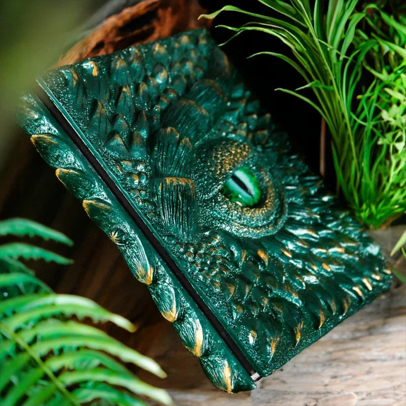 Green Dragon A4 Binder Loose-Leaf Notebook Embossed Hard Resin Sculpted 3D Book