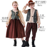Medieval Peasant Children Cosplay Halloween Stage Performance Costumes