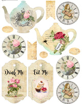 Vintage Alice In Wonderland Theme Scrapbooking Stickers