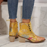 Purple and Golden Marie Antoinette Handmade Embroidered Ankle Boots
