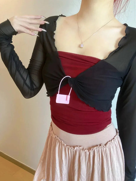 Mesh Dance Tops Bolero Shrug Tie Front