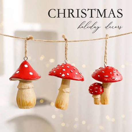 1/3Pcs Red Mushroom Christmas Tree Hanging Ornaments