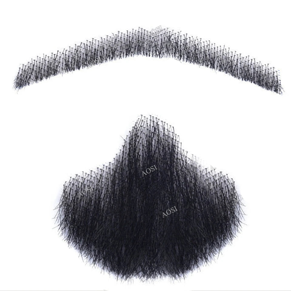 Invisible Fake Mustache Beard Trimmable Theatrical Facial Hair for Men