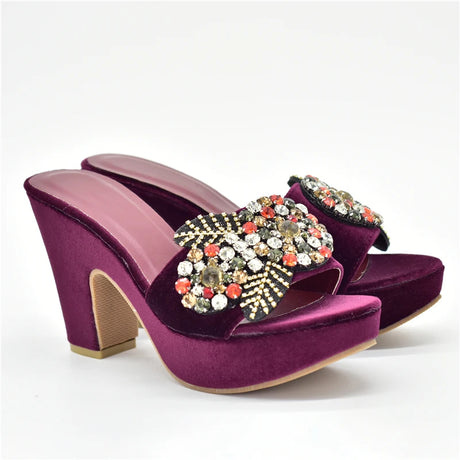Gabby's Shoes Wedding Party Pumps with Rhinestone Platform Heels