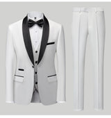 Mens Tuxedo Three Piece Suit Blazer with Trousers and Vest
