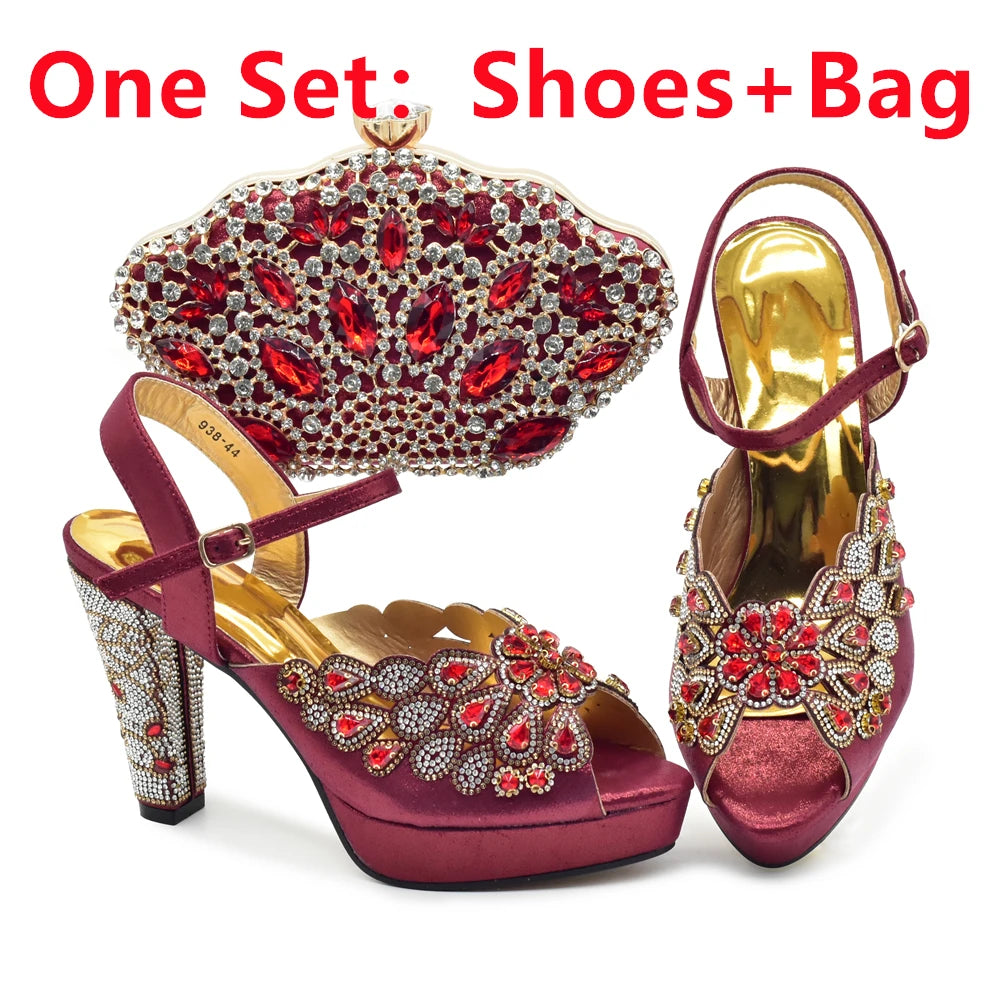 Peacock Peep-Toe Party Pumps Matching Bag and Shoes Set