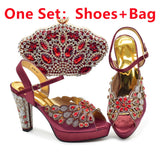 Peacock Peep-Toe Party Pumps Matching Bag and Shoes Set