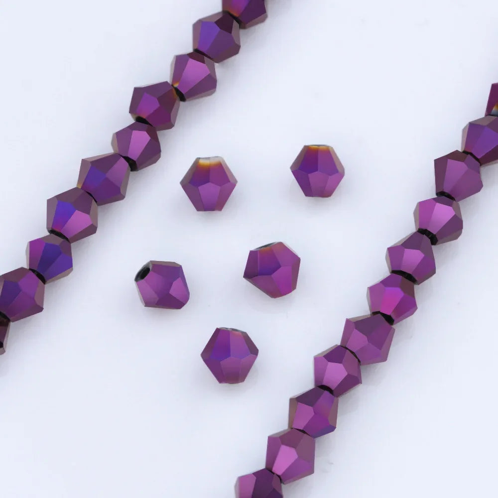 3/4/6mm Rainbow Austria Bicone Crystal Beads AB Colour Faceted Glass Beads for DIY Jewellery Making