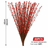 30PCS Artificial Red Pip Berry Picks 65cm Stems DIY Wreath Garland Christmas Decorations