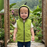 Dinosaur Fleece Vest Toddler Boy Hooded Cute Embroidery Full-Zip Sleeveless Jacket Coats Outerwear