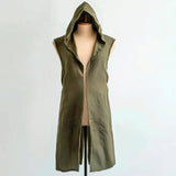 Medieval Mens Surcoat Linen Hooded Tunic Renfaire Cape LARP Ranger Cosplay