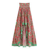 Nahlia's Wild Floral Print High Low Beach Boho Skirt