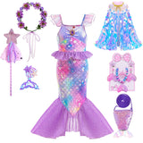Little Girl Mermaid Ariel Princess Dress Halloween Cosplay Children's Birthday Party Costume