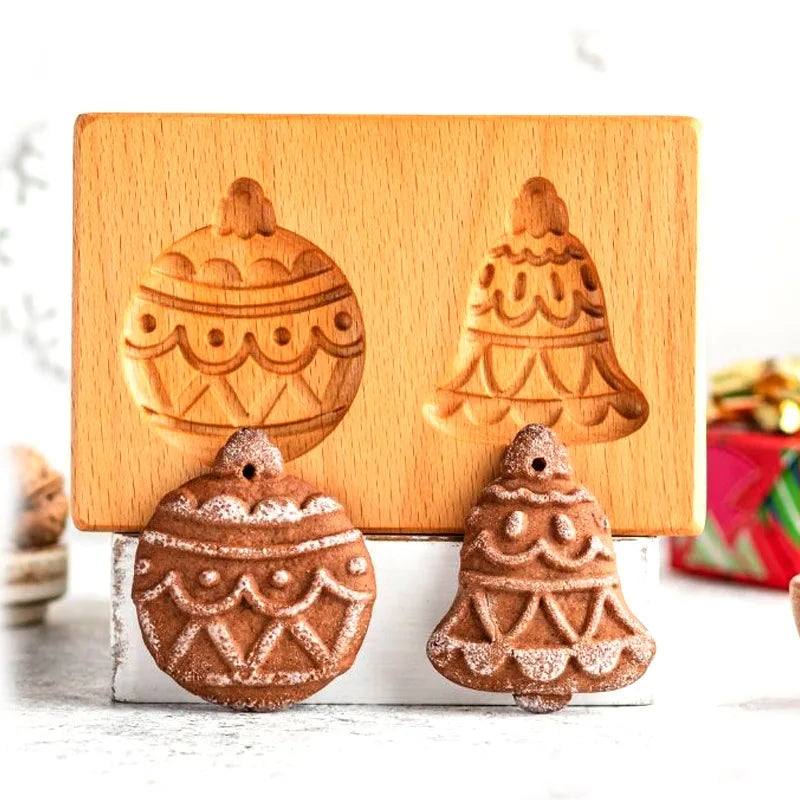 Seasonal Holiday Wooden Cookie Moulds Baking Tools Gifts for Bakers
