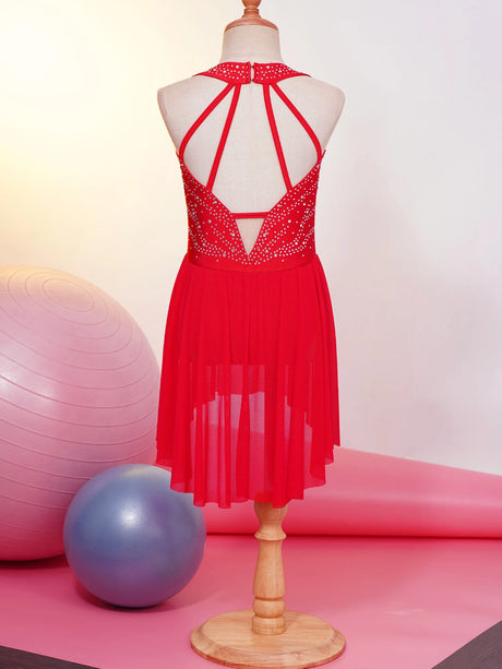 Girls Rhinestone Modern Contemporary Dance Ballet Dress Leotard Costume