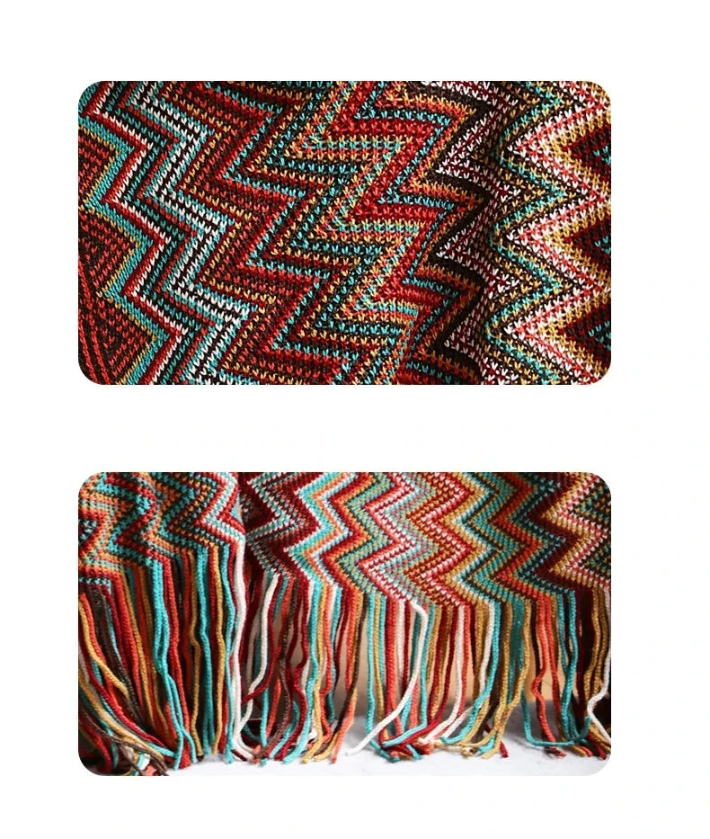 Boho Zig Zag Mexico Baja Blankets
