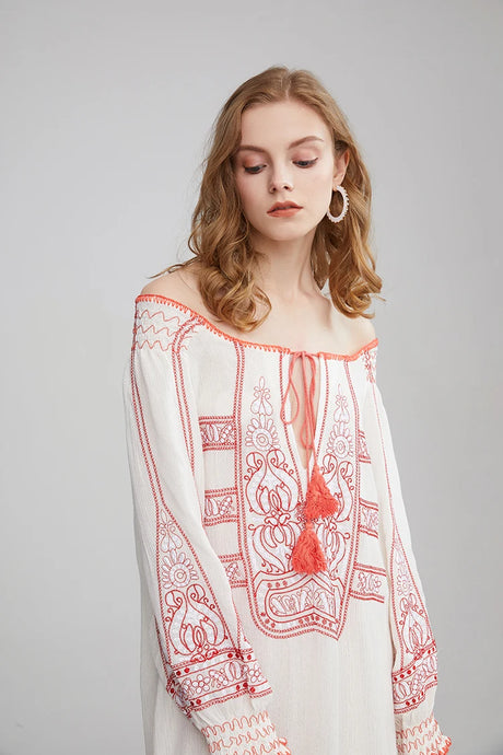 Mirai's Embroidered Boho Dress