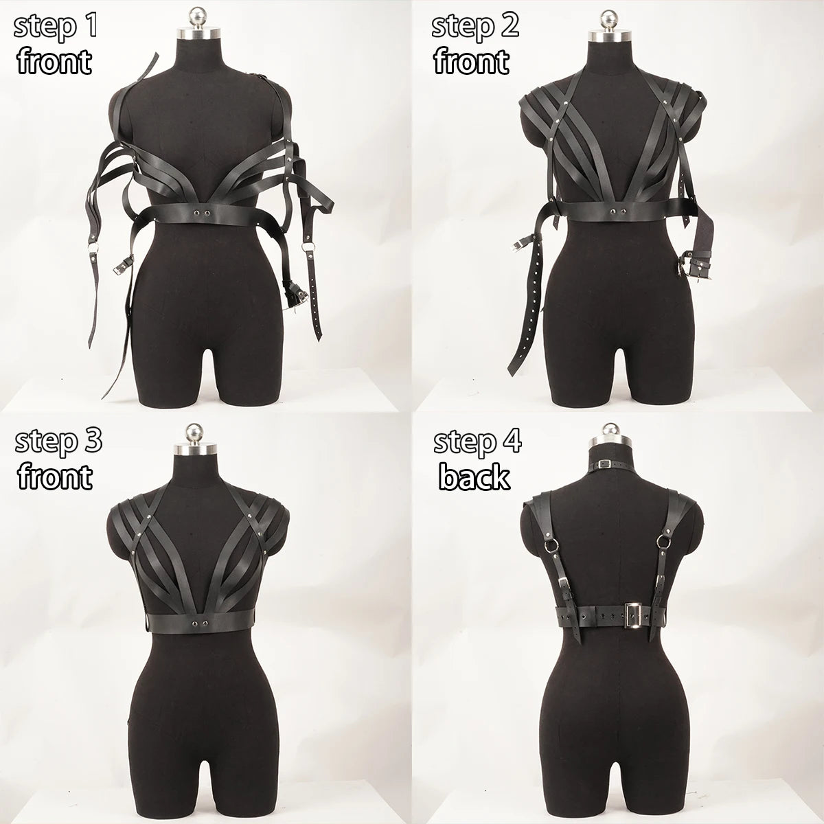 Faux Leather Body Cage Harness Tops
