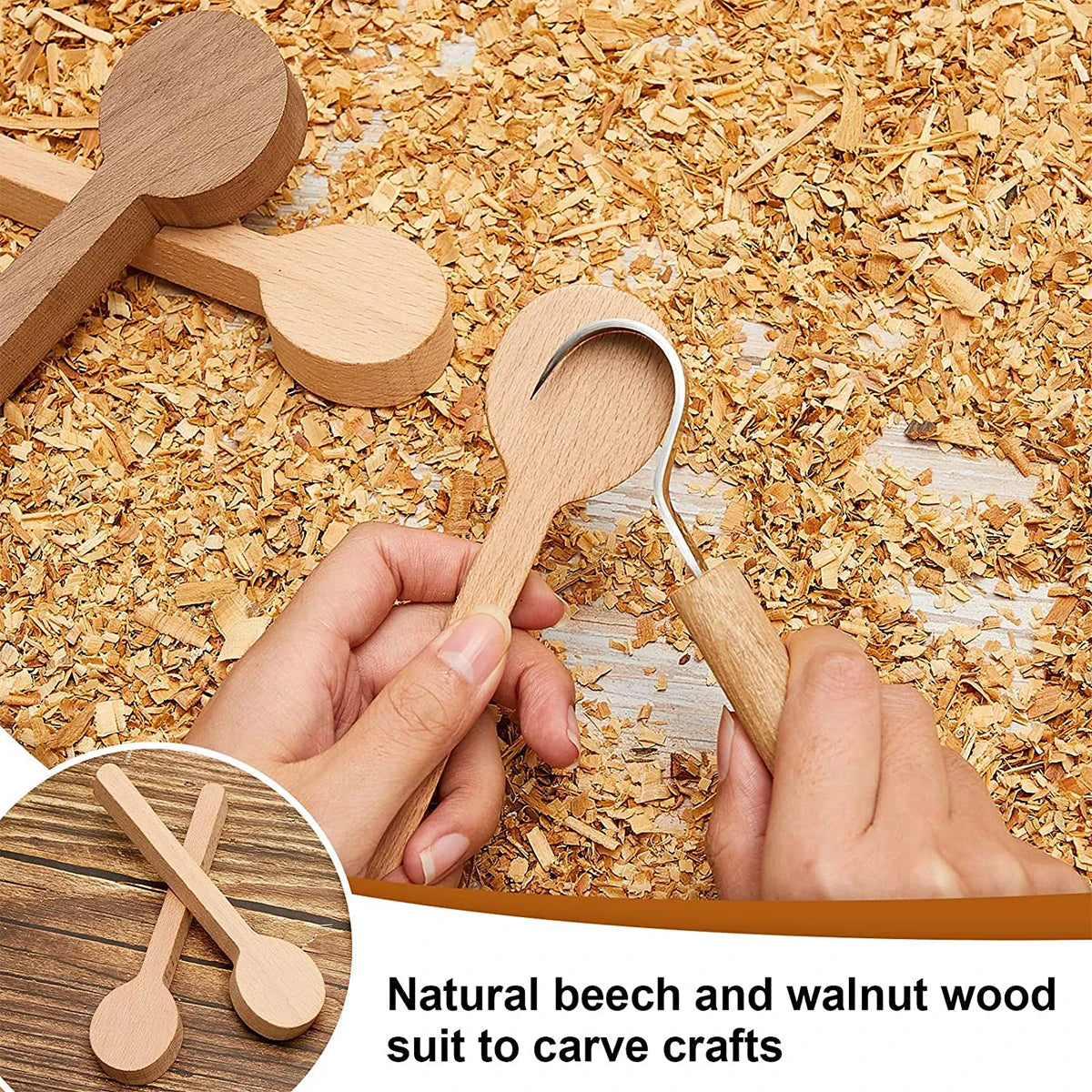 Wood Carving Spoon Blanks Carve Your Own Spoon Beech and Walnut DIY Wood Crafts Wood 5/10 PCS