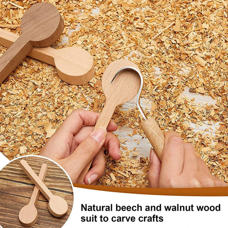 Wood Carving Spoon Blanks Carve Your Own Spoon Beech and Walnut DIY Wood Crafts Wood 5/10 PCS