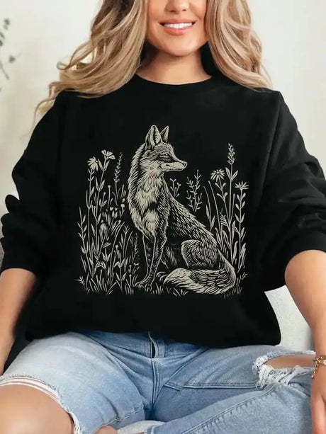 Wildflower Fox Sweatshirt Cottagecore Sweater