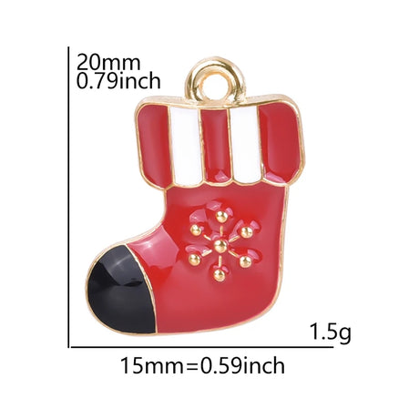 5pcs Christmas Charm Enamel Apple Socks Bell DIY Pendant Charms For Jewelry Making Keychain Earrings Bulk Handmade Material Gift