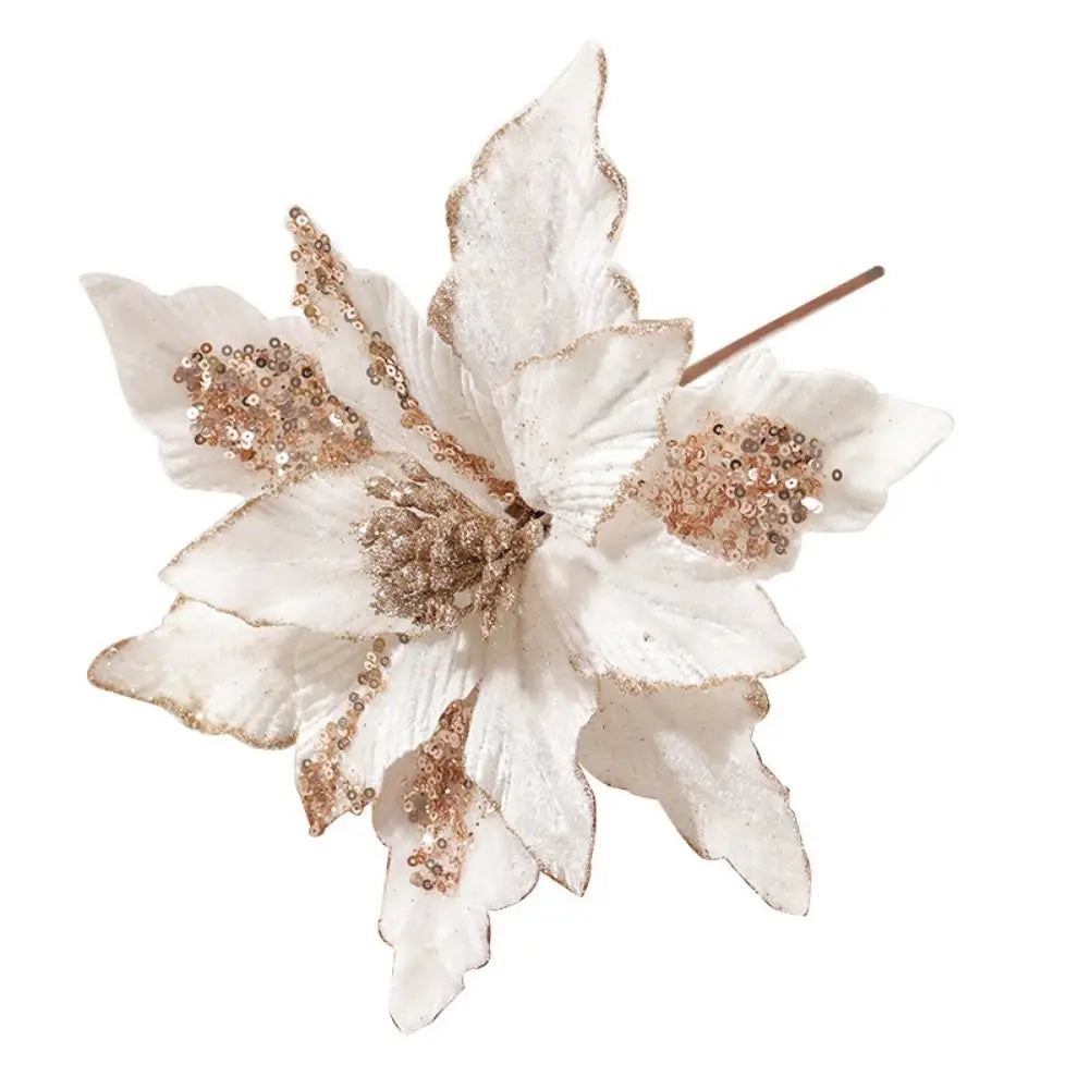 28cm Hanging Glitter Xmas Flower Christmas Decoration