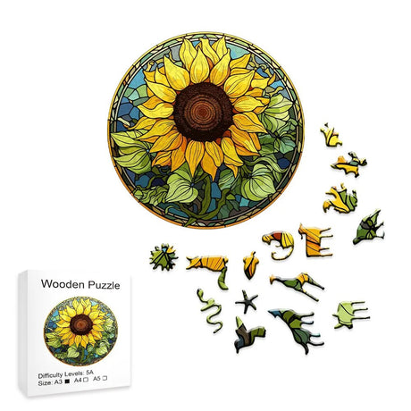 Golden Sunflower Wooden Jigsaw Puzzle