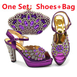 Peacock Peep-Toe Party Pumps Matching Bag and Shoes Set