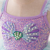 Girl's Shell Pearl Sequin Tulle Mermaid Cake Layer Party Dress