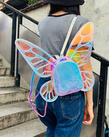 Mini Backpack Butterfly Wings Daypack Holographic Leather