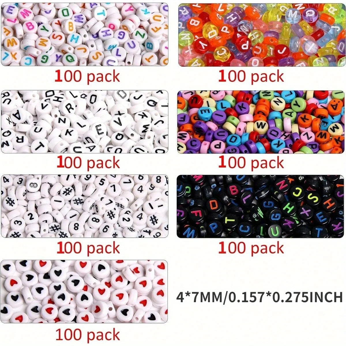 Friendship Bracelet Beads 700pcs 7 Colours Round Acrylic Alphabet Number Beads for Jewellery Making