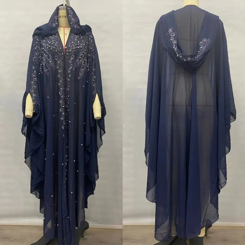 Sparkly Thin Hooded Cloak Cape Dress Stage Performer Cover Up