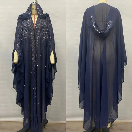 Sparkly Thin Hooded Cloak Cape Dress Stage Performer Cover Up